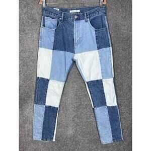 PacSun Vintage Loose Jeans Mens Size 31x29 Blue White Patchwork Straight‎ Leg